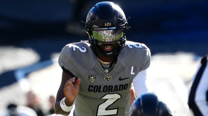 Colorado quarterback Shedeur Sanders prepares for a snap.